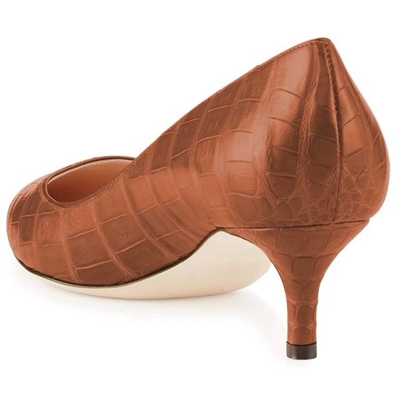 Pointed Toe Crocodile Printing Kitten Heel Pumps - Picture 3 of 8